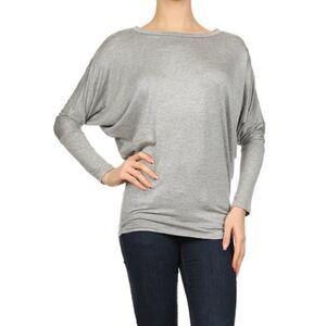MOA Collection Women's Dolman Sleeve Gray Top